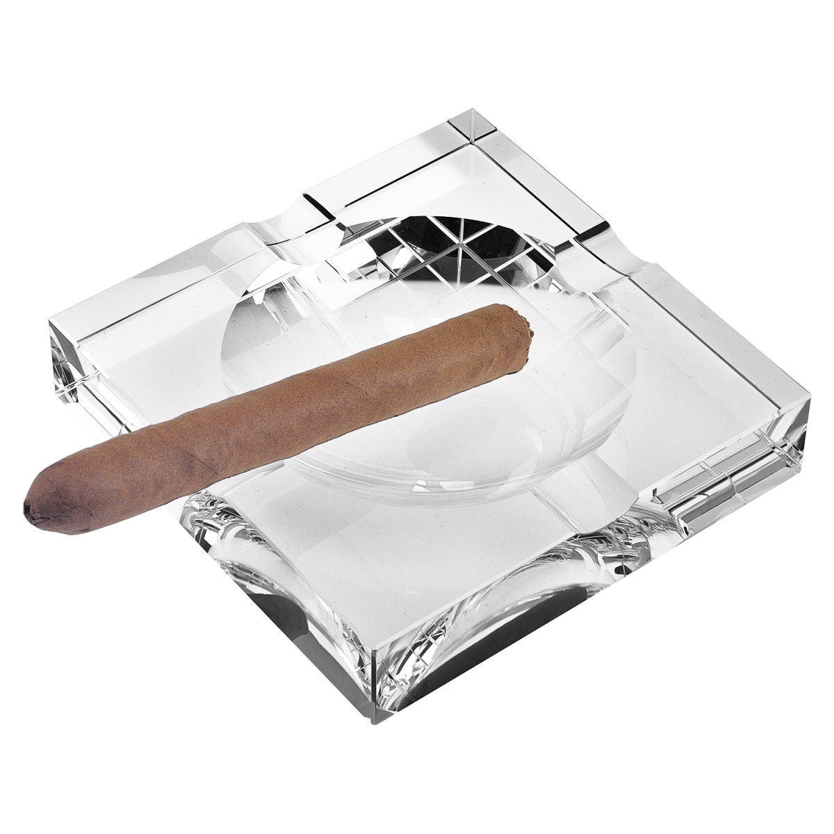 Picture of HomeRoots 375764 5 in. Hand Crafted Square Crystal Cigar Ash Tray