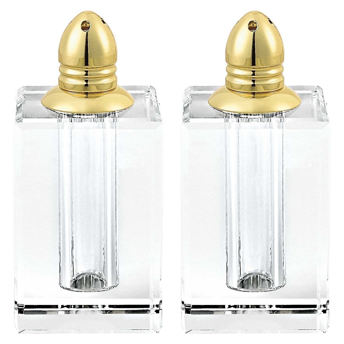 Picture of HomeRoots 376094 Handcrafted Optical Crystal & Gold Large Size Salt & Pepper Shakers