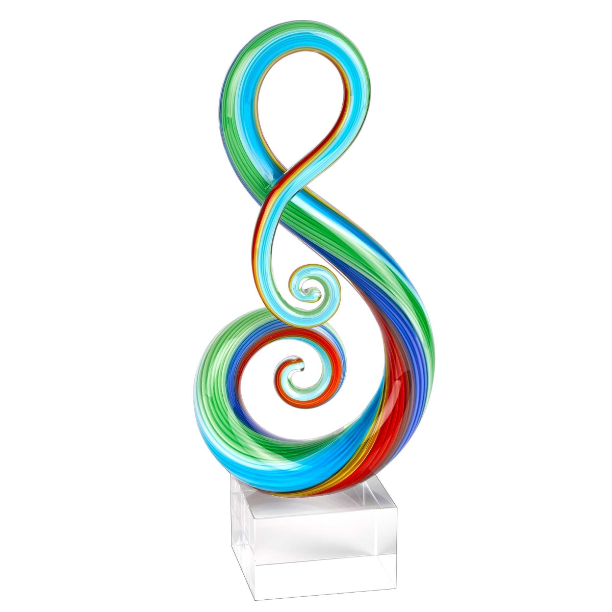 11 in. Multicolor Art Glass, Note Centerpiece on Crystal Base
