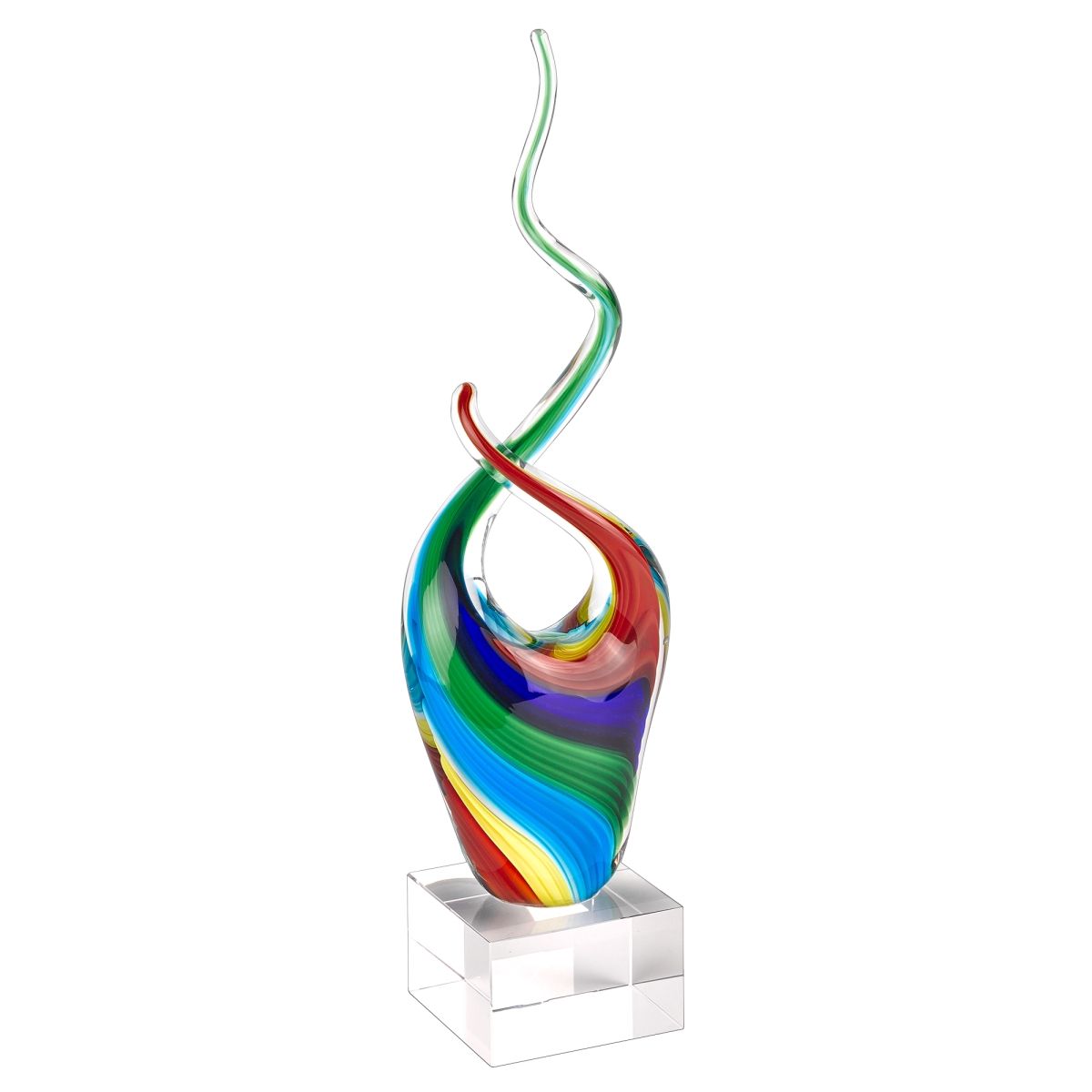 11 in. Multicolor Art Glass, Abstract Centerpiece on Crystal Base