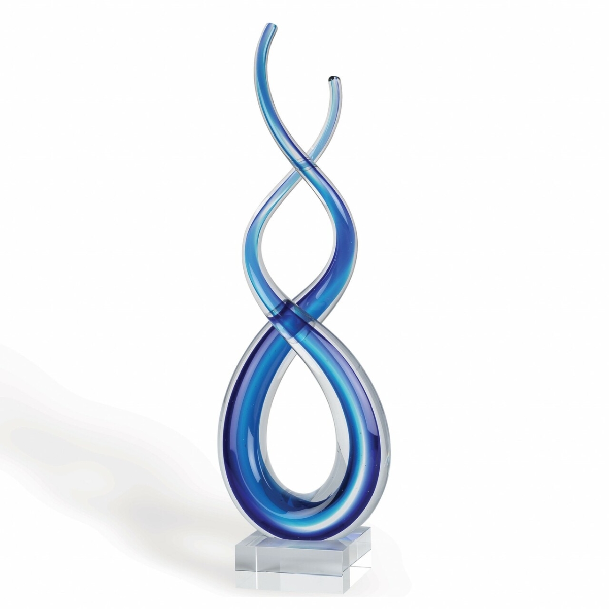 Picture of HomeRoots 376069 9 in. Blue Art Glass Centerpiece, Multicolor