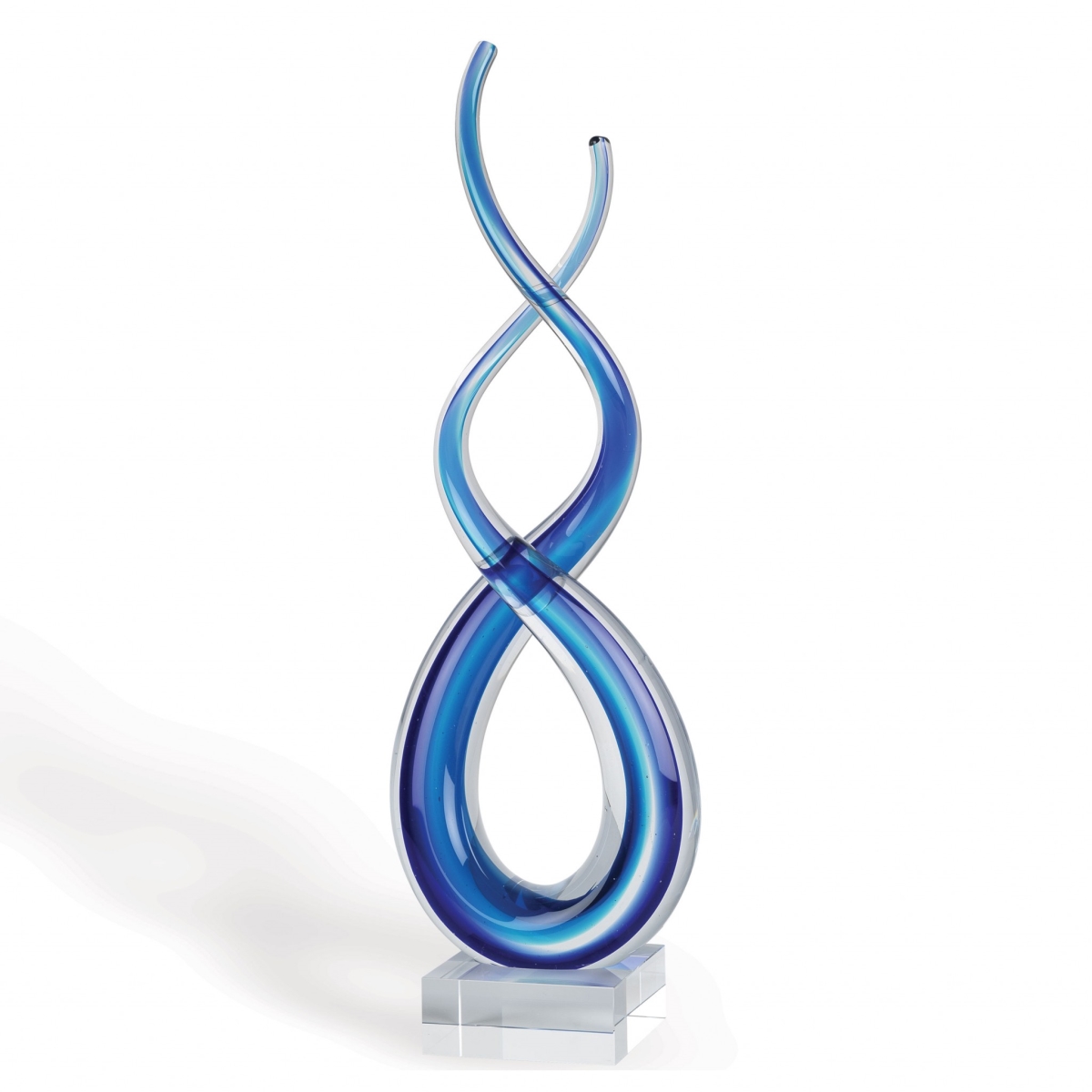 14 in. Blue Art Glass Centerpiece on Crystal Base