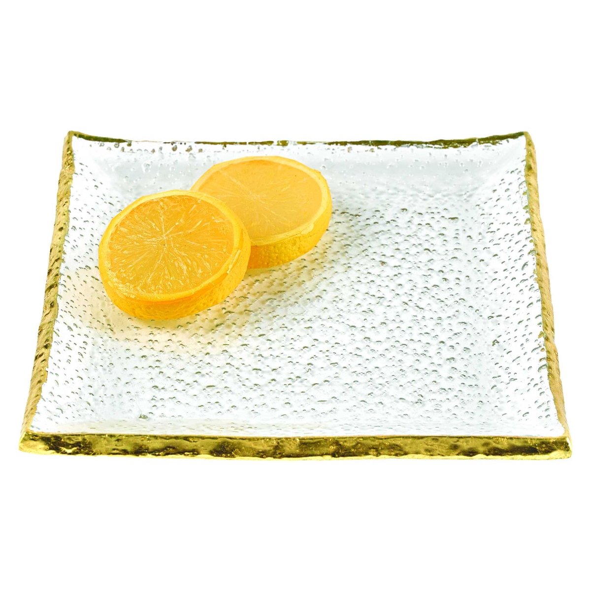 Picture of Homeroots 376063 7 in. Glass Square Edge Gold Plates - Set of 4