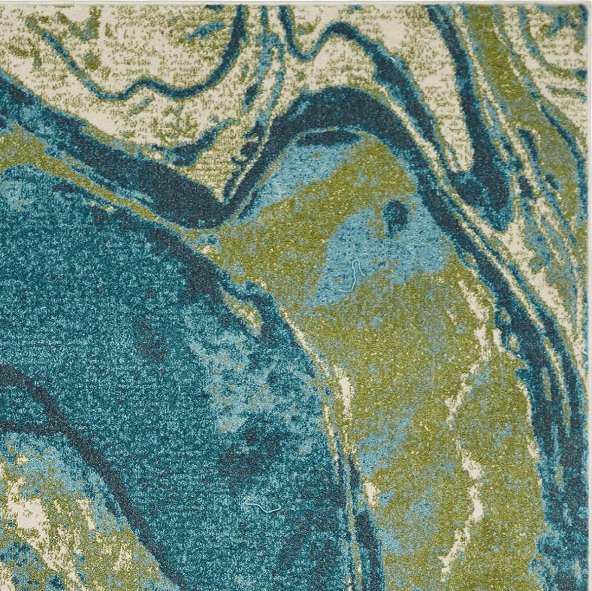 79 x 114 in. Polypropylene Machine Woven Marble Indoor Area Rug, Teal
