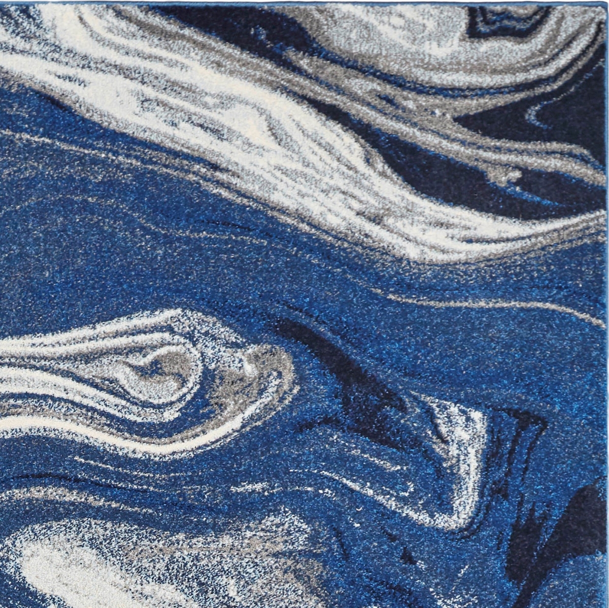 79 x 114 in. Machine Woven Marble Indoor Area Rug, Blue