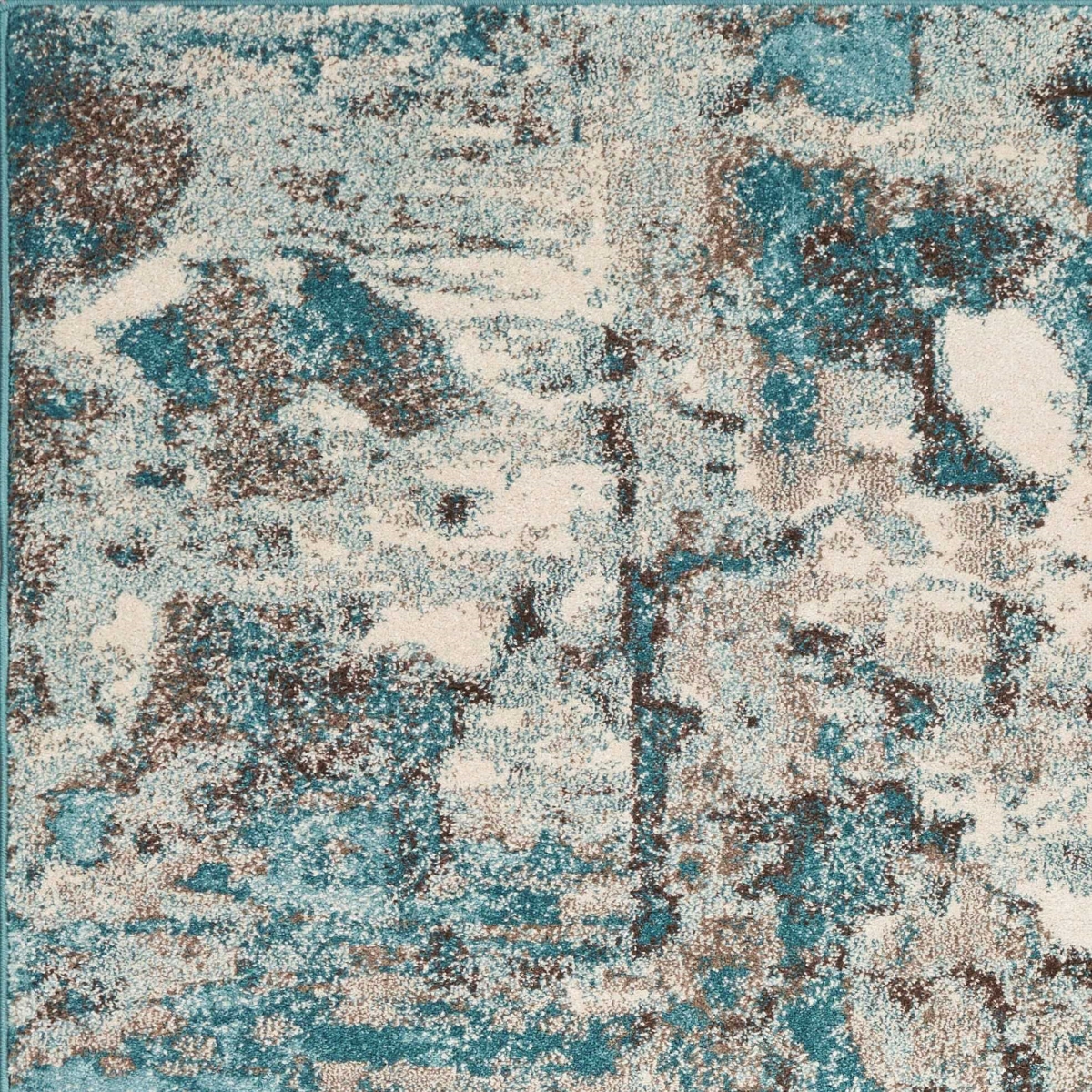 79 x 114 in. Polypropylene Abstract Design Indoor Area Rug, Ivory & Teal