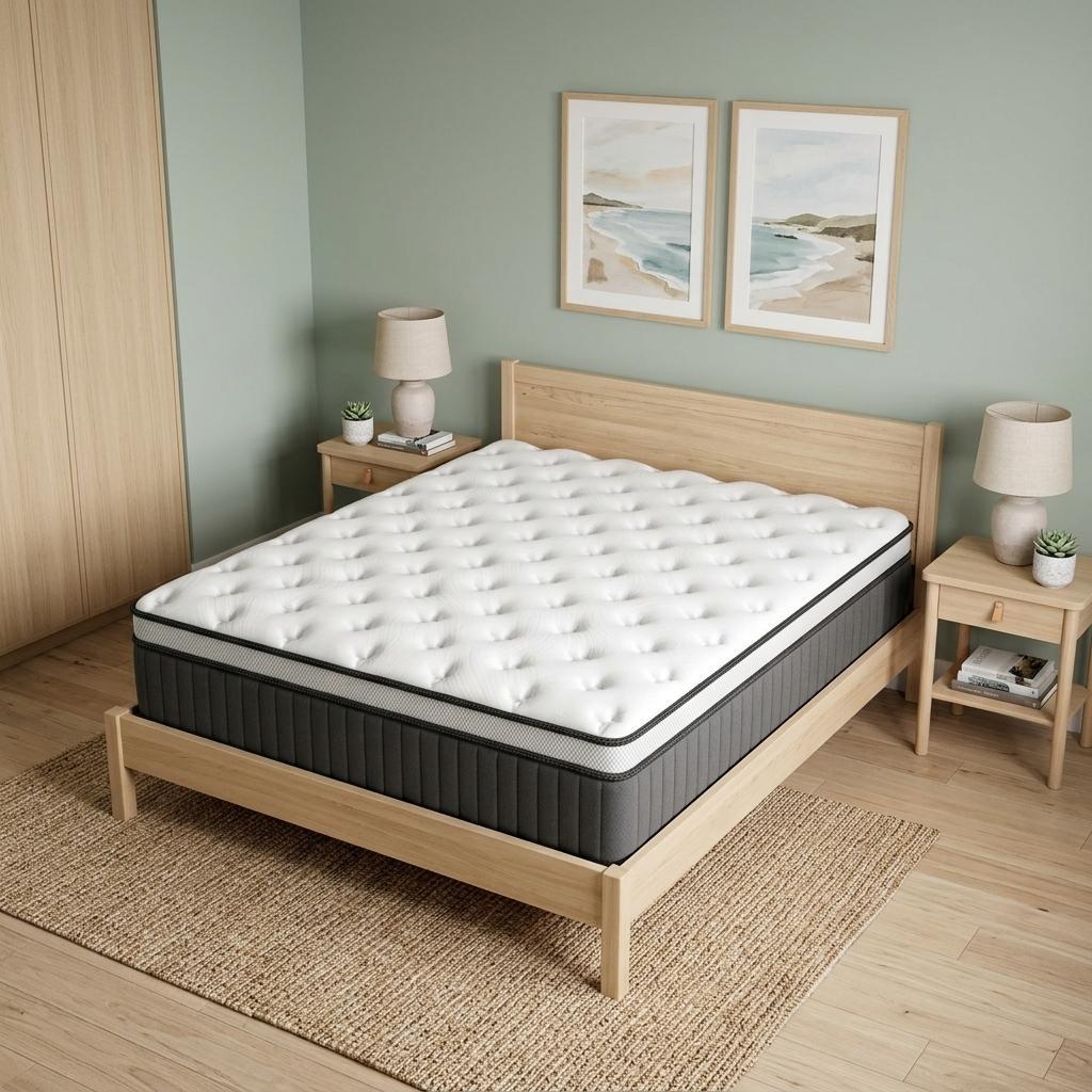 748774 12 in. King Size Memory Foam Medium Euro Top Hybrid Mattress