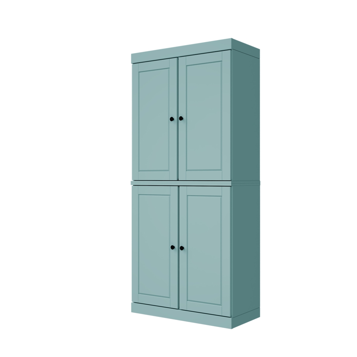 722620 72 in. Aqua Solid Wood Four Door Two Drawer Pantry or Storage Closet