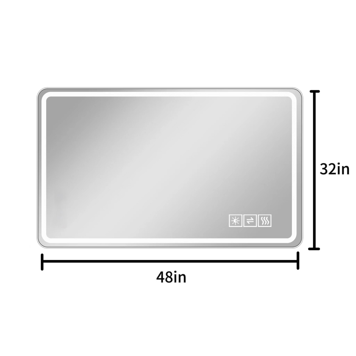 723220 32 in. Silver Lighted Frameless Anti Fog Bathroom Vanity Mirror