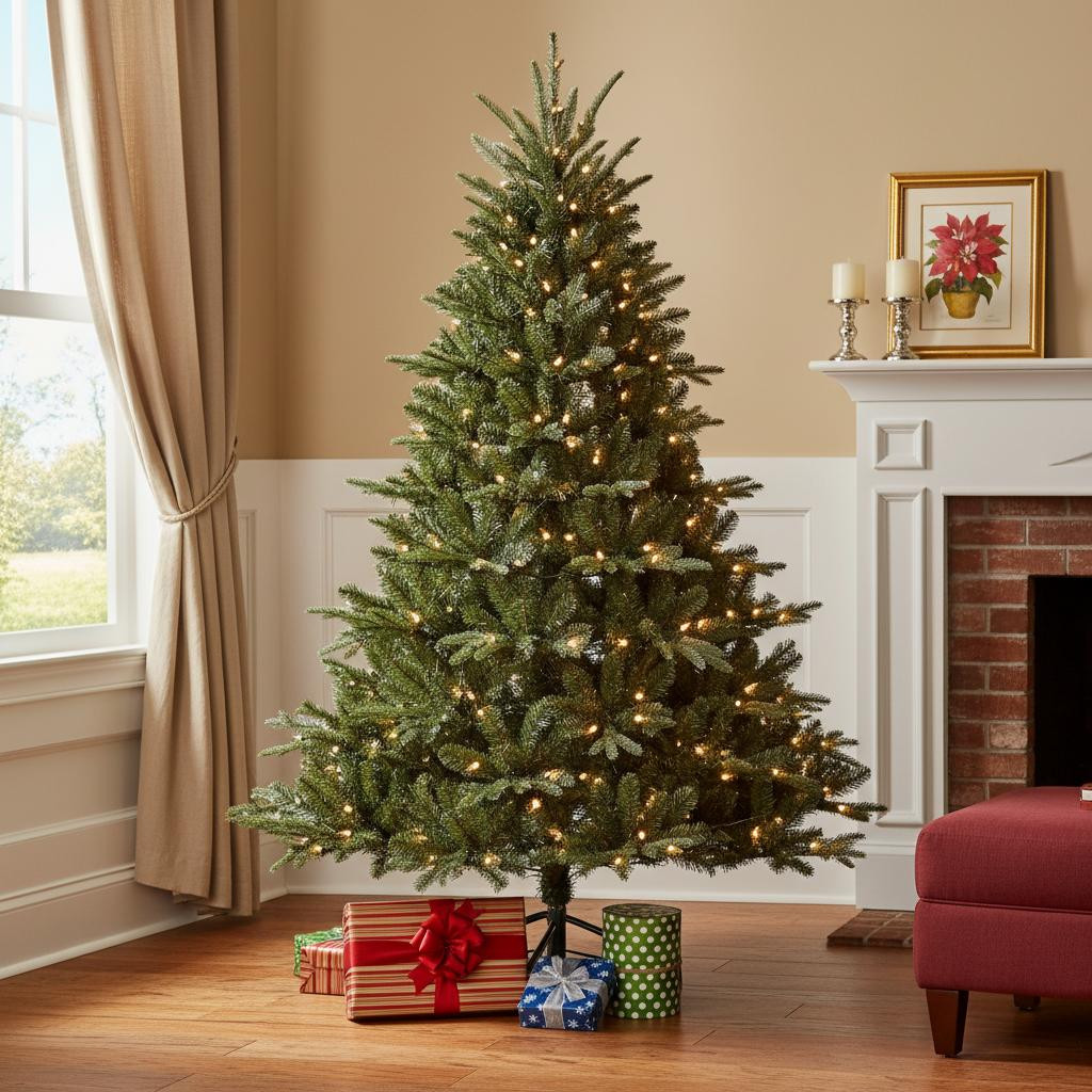 713077 9 ft. Pre Lit Full Pine Christmas Tree