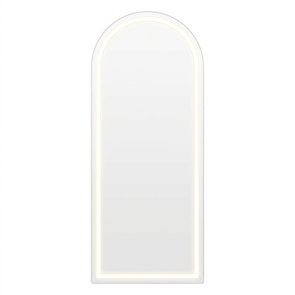 723862 63 in. Silver Arch Lighted Freestanding & Wall Mounted Framed Full Length Mirror