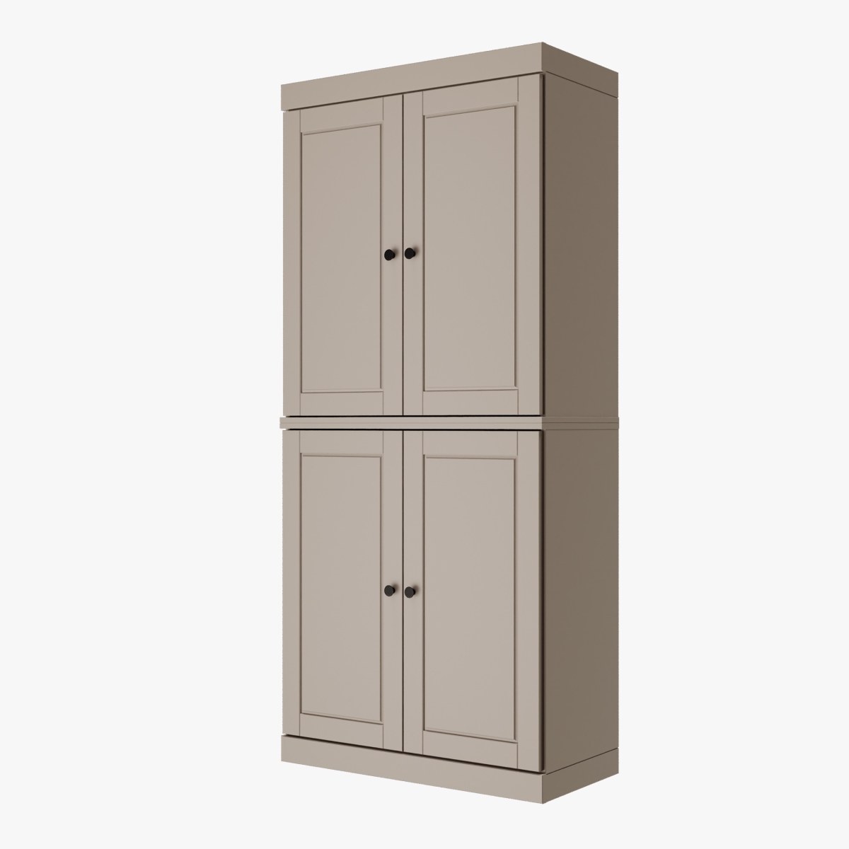 722623 72 in. Beige Solid Wood Four Door Two Drawer Pantry or Storage Closet