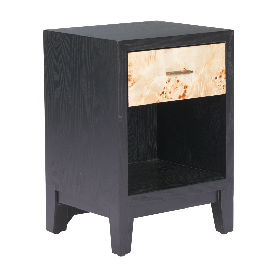 622884 22 in. Gray, Black & Natural Solid Wood End Table with Drawer & Shelf