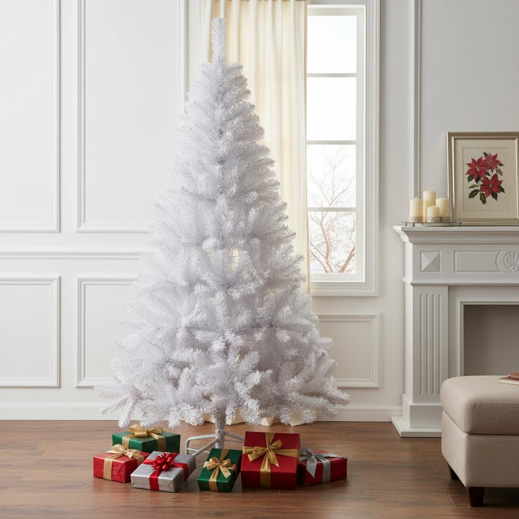 713024 9 ft. White Full-Pine Christmas Tree