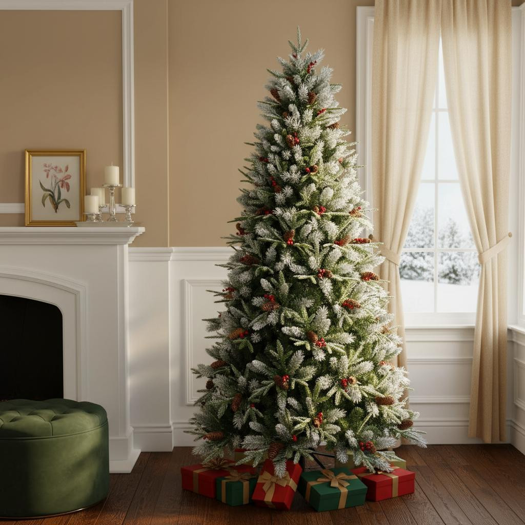 713054 White Full Pine Christmas Tree, 9 ft.