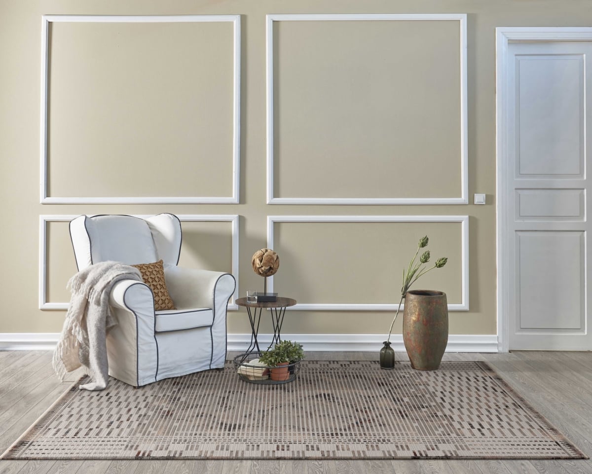 63 x 91 in. Natural Polyester Rug
