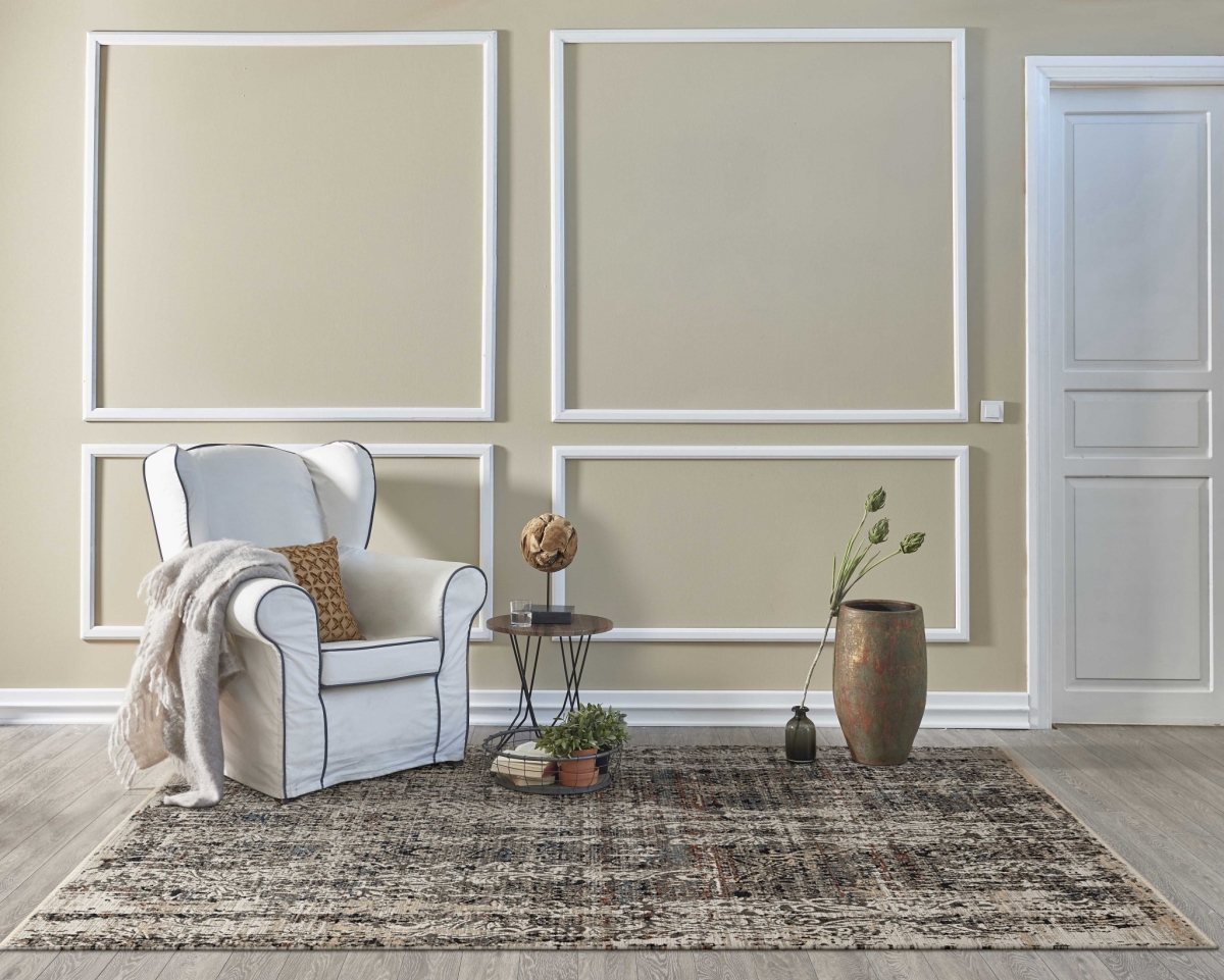 96 x 96 in. Polyester Machine-Woven Rug, Grey