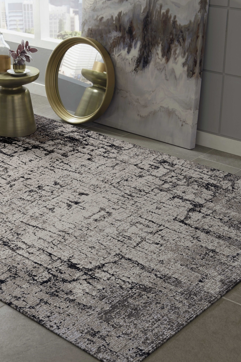 96 x 96 in. Polyester Machine-Woven Rug, Ivory & Grey