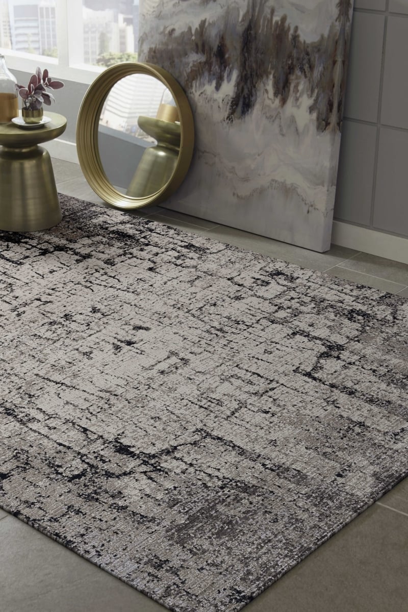 63 x 91 in. Ivory or Grey Polyester Rug