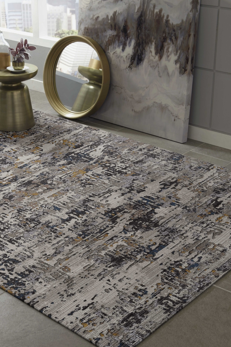 374818 63 x 91 in. Grey Polyester Rug
