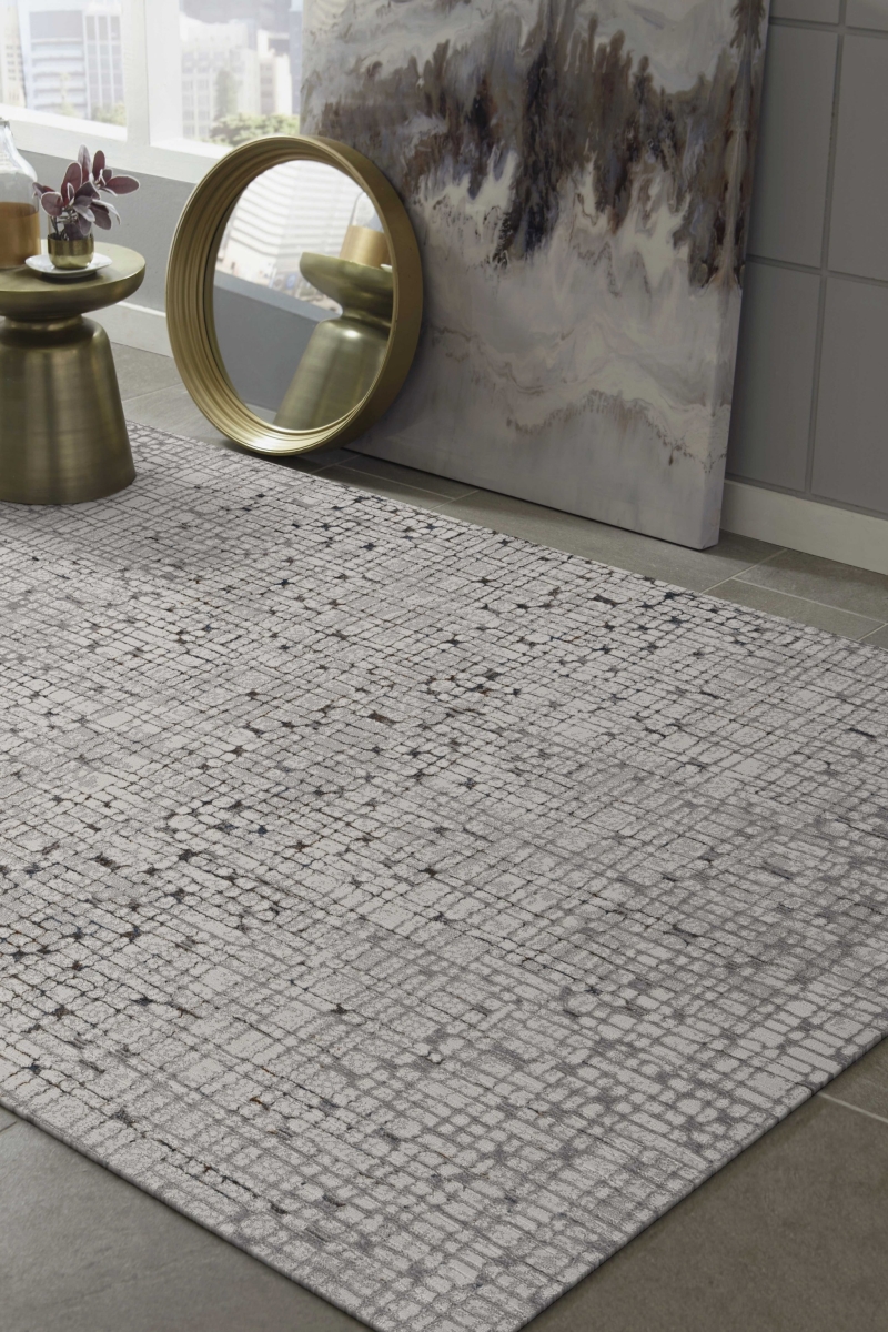 118 x 158 in. Grey Polyester Rug