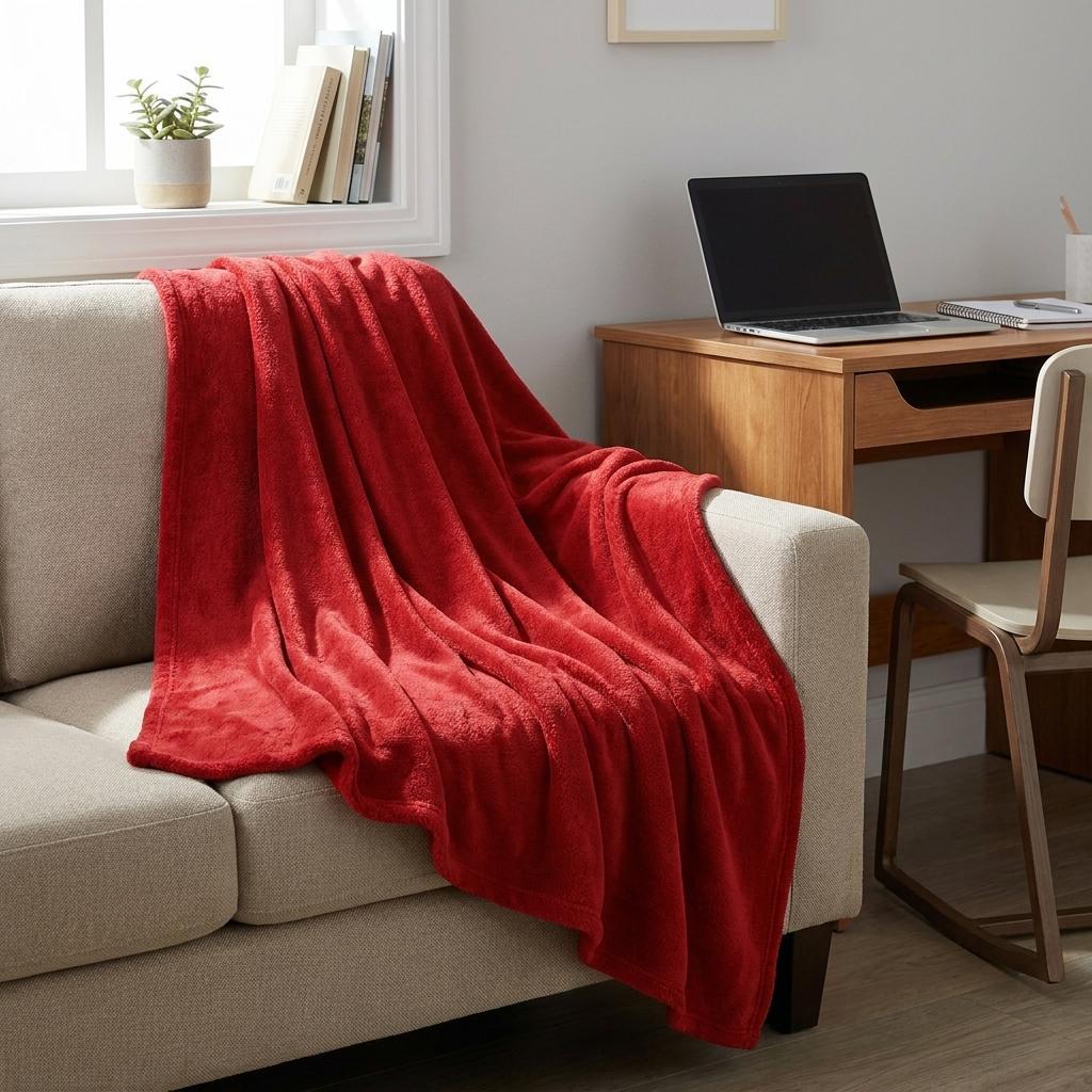 527422 50 x 60 in. Red Fleece Plush Throw Blanket