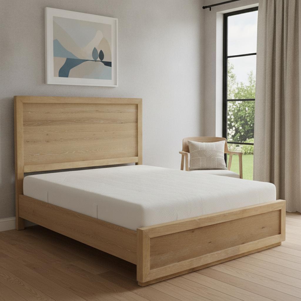 762769 Oak Wood Queen Size Bed Frame