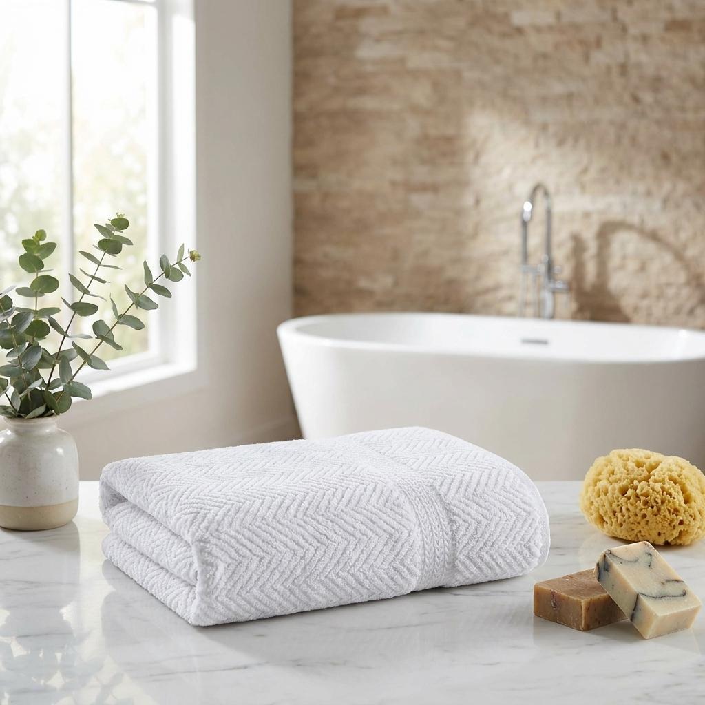 756168 White Chevron Turkish Cotton 27 x 54 in. Bath Towel
