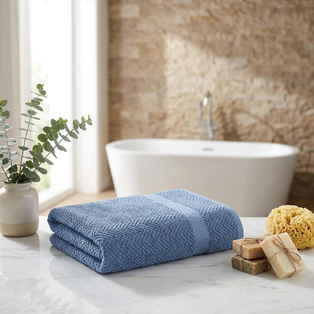 756170 Navy Blue Chevron Turkish Cotton 40 x 70 in. Bath Sheet