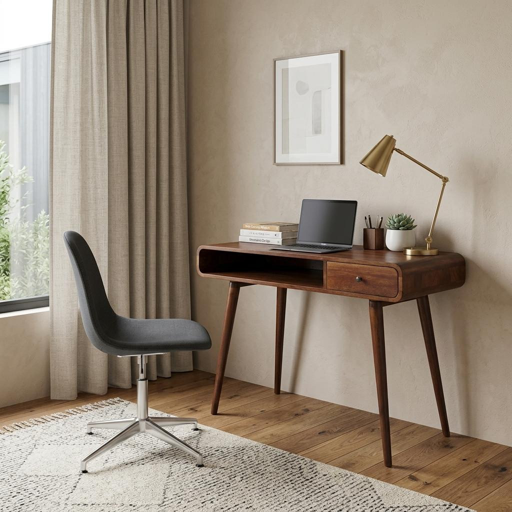 723445 35 in. Chestnut Solid Wood Writing Desk