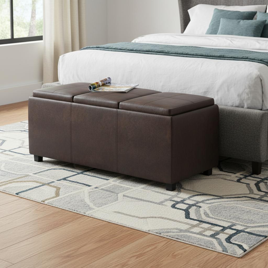 640265 42 in. Dark Brown Ottoman with Storage