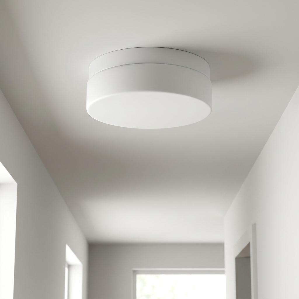 721967 11 in. White Metal & Glass Flush Mount Ceiling Light