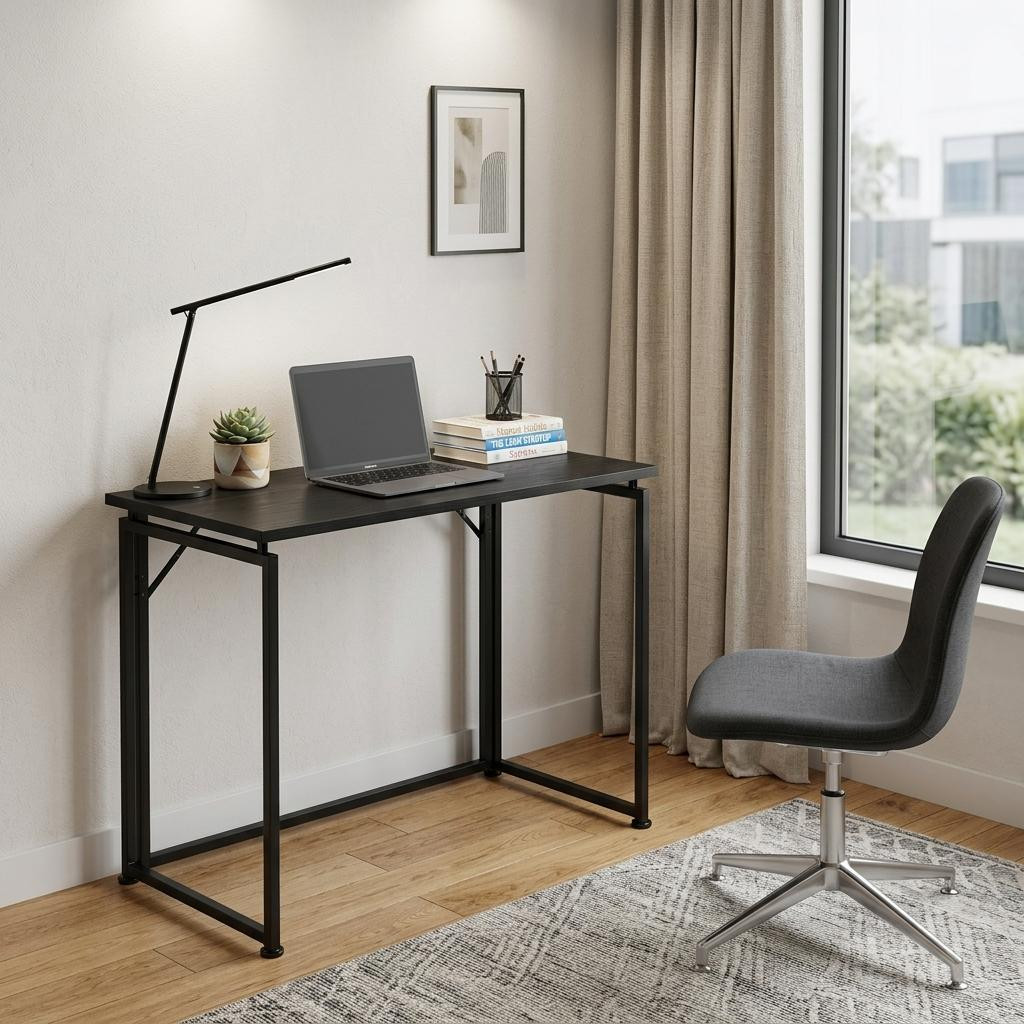 723770 32 in. Black Wood & Steel Folding Writing Desk