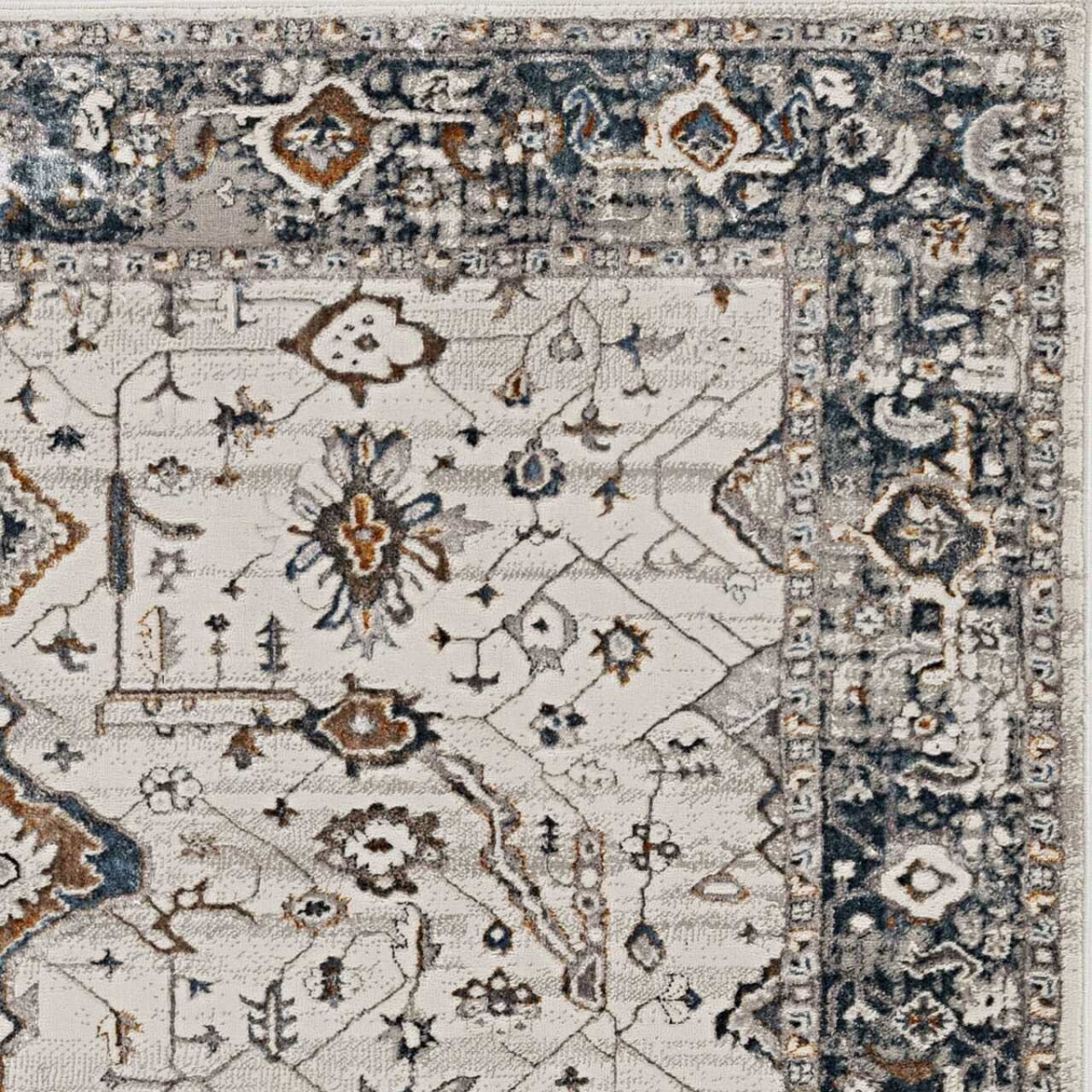 39 x 55 in. Transitional Polyester Rug, Ivory & Grey