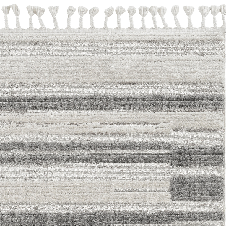 63 x 91 in. Ivory, Grey Polyester Rug