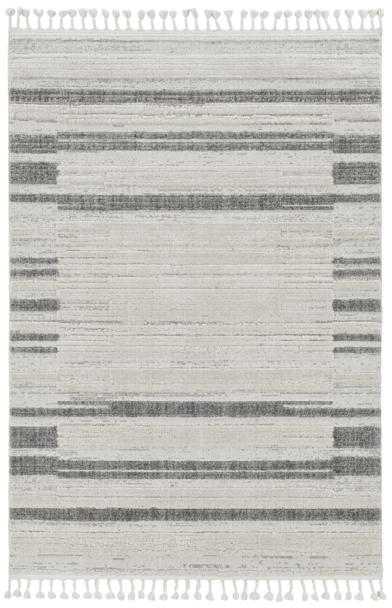 39 x 59 in. Machine Woven Diamond Geometric Indoor Polyester Area Rug - Ivory Grey