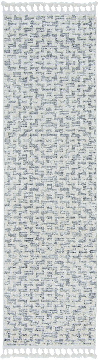 94 x 130 in. Machine Woven Diamond Geometric Indoor Polyester Area Rug - Ivory Grey