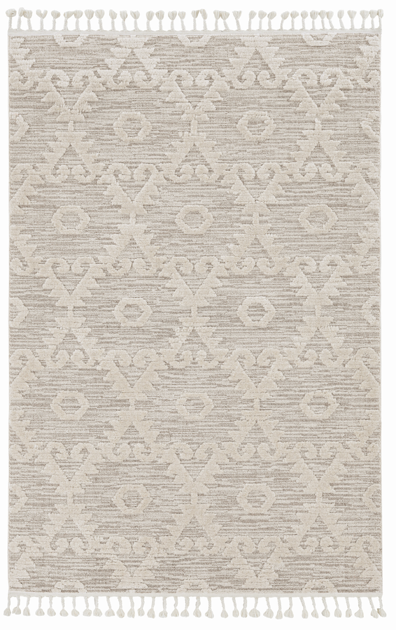 94 x 130 x 0.25 in. Ivory Beige Polyester Rug
