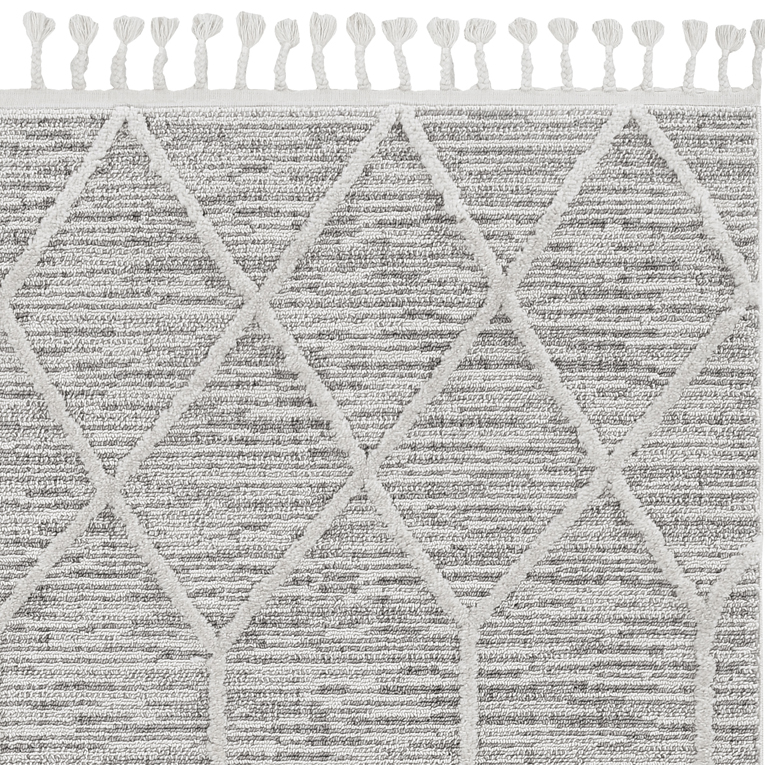 63 x 91 in. Ivory, Grey Polyester Rug