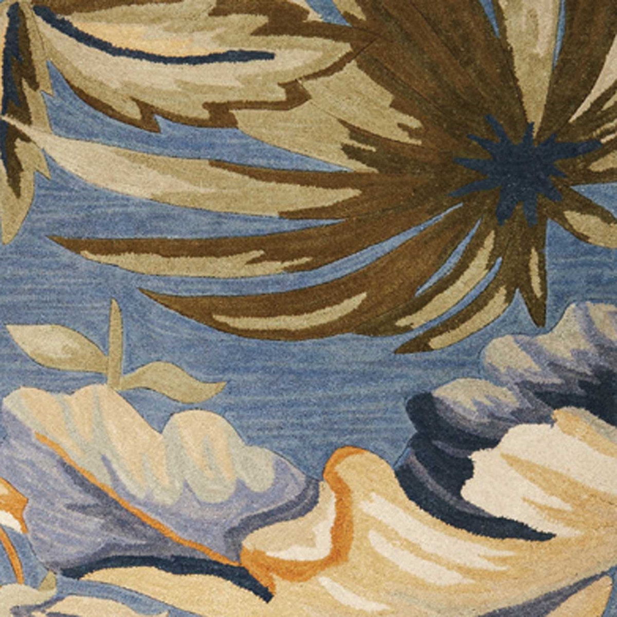 375498 93 x 114 in. Blue Wool Area Rug