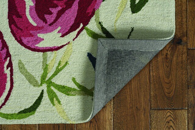 375443 90 x 114 in. Tropical Polyester Area Rugs, Ivory & Pink