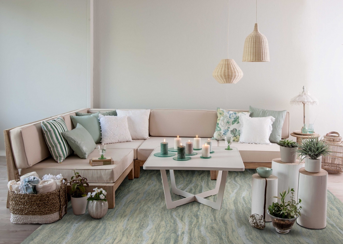 375348 60 x 84 in. Seafoam Wool or Viscose Rug