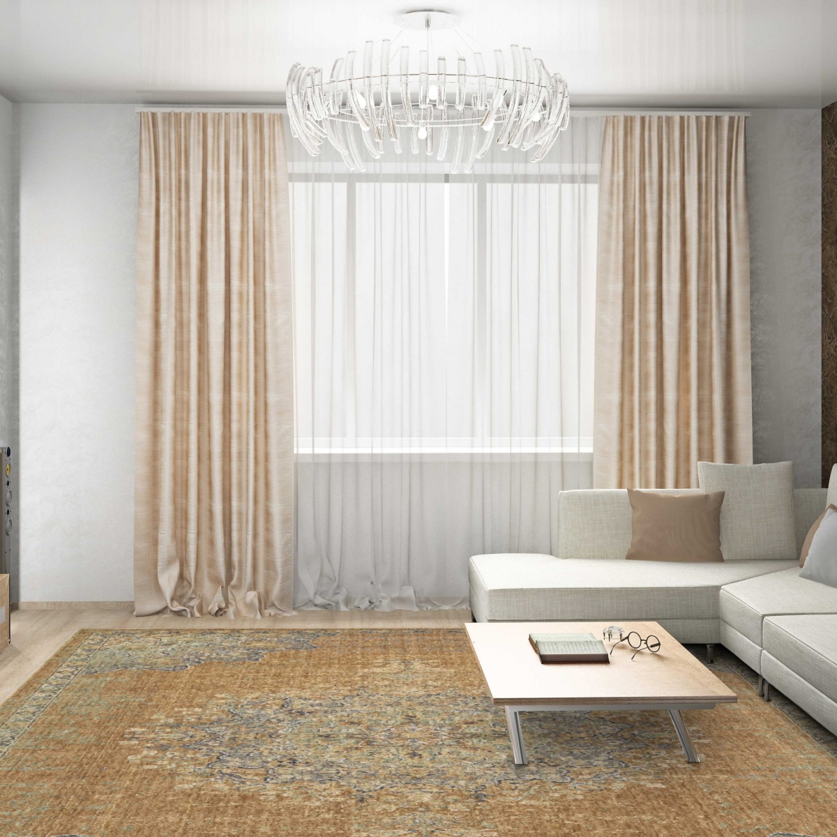 63 x 91 in. Coffee Wool Rug