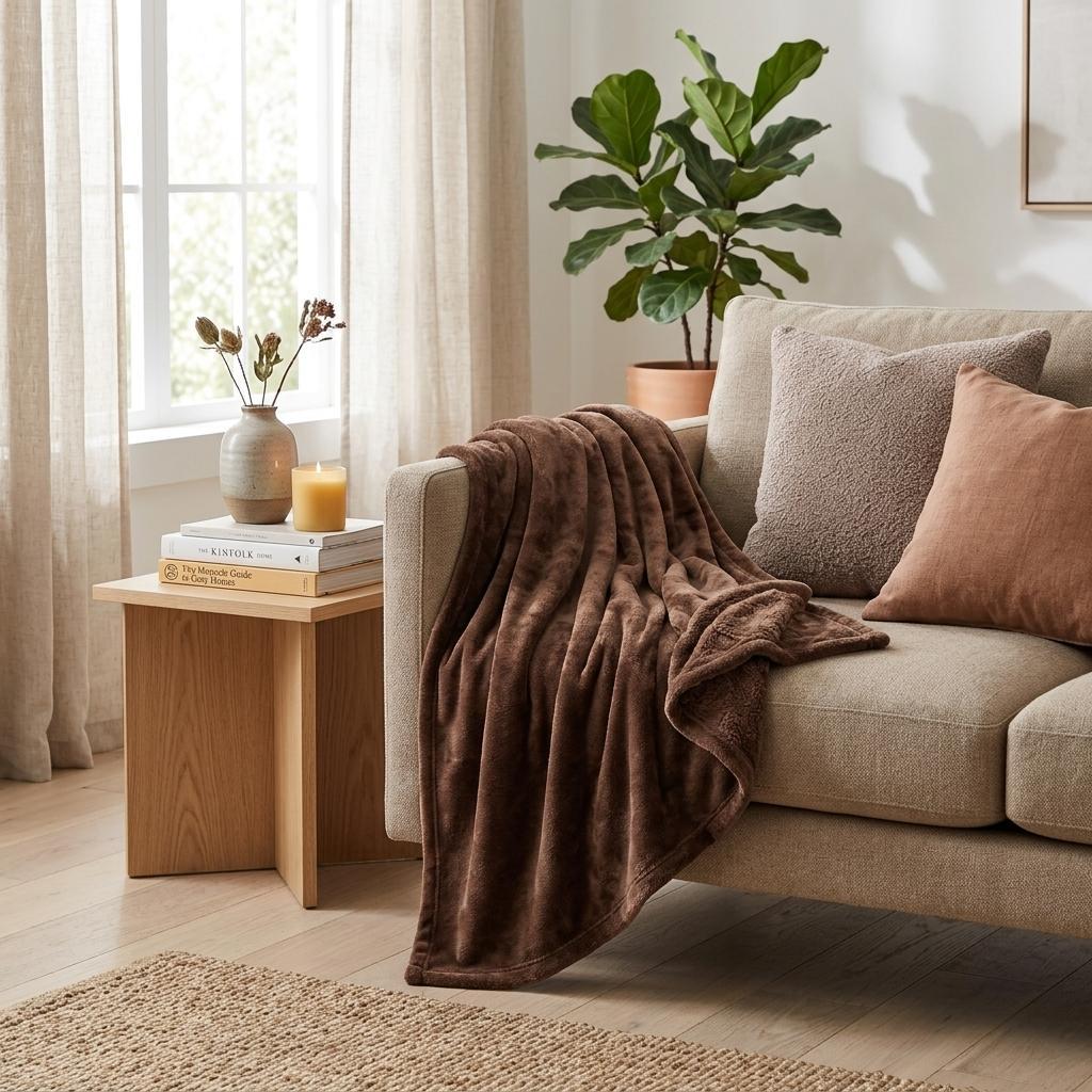 527417 50 x 60 in. Chocolate Fleece Plush Throw Blanket