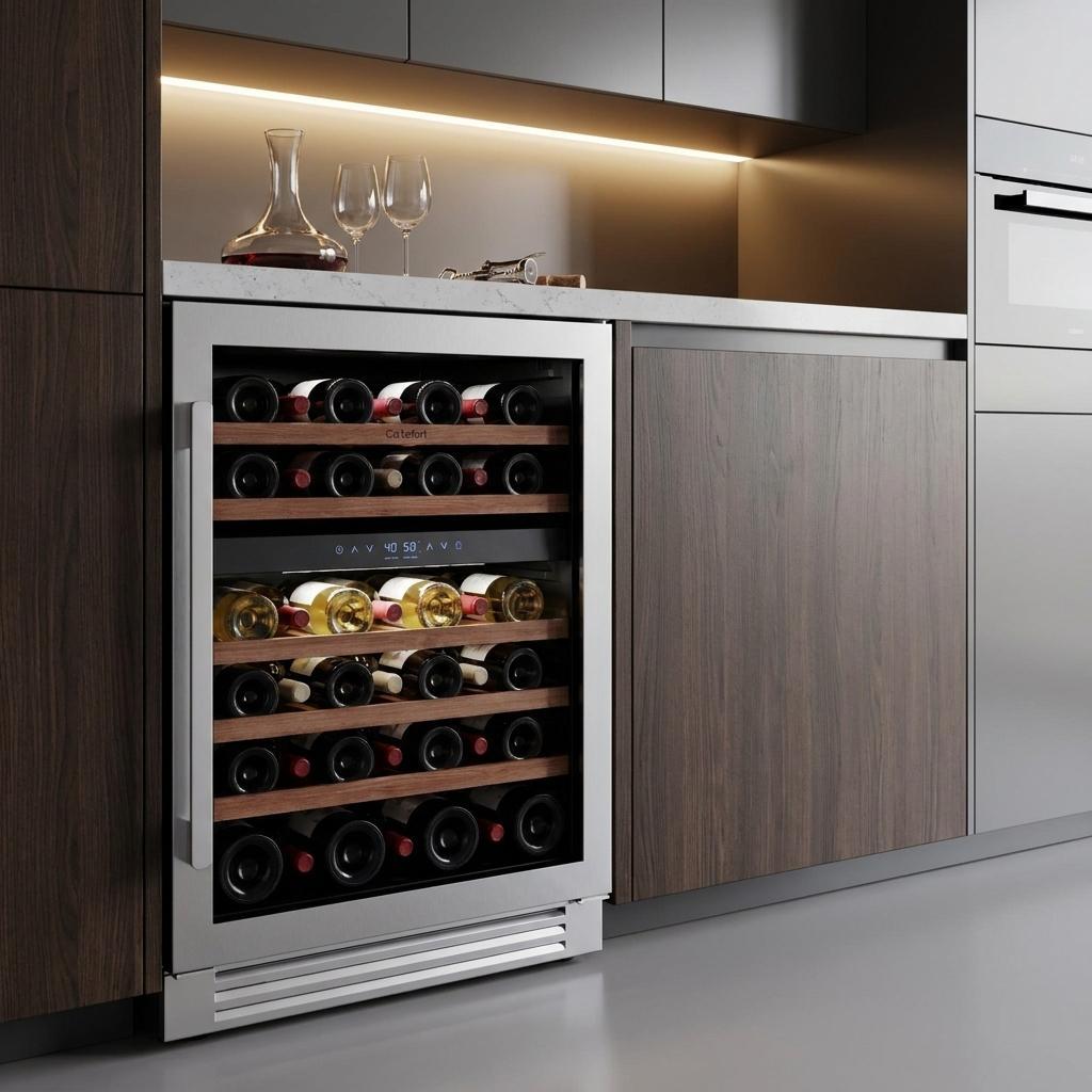 755591 34 x 24 in. Clear & Silver Stainless Steel Dual Compartment Wine Refrigerator