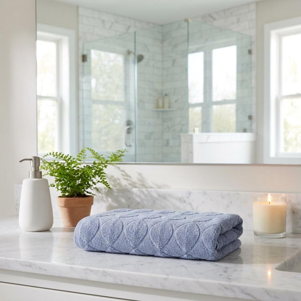 756157 Blue Jacquard Turkish Cotton 27 x 54 in. Bath Towel