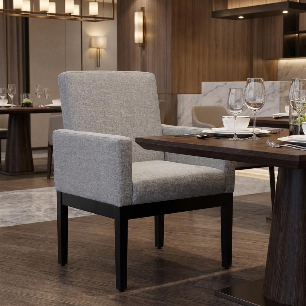 576827 Gray & Black Upholstered Dining Arm Chair