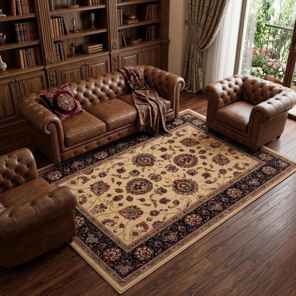 574349 7 x 10 ft. Ivory & Black Oriental Area Rug