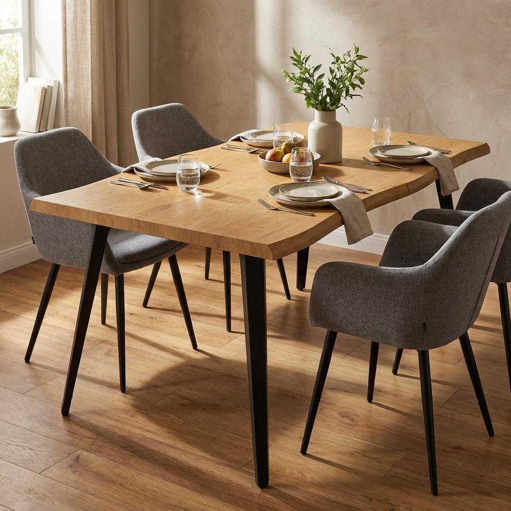 762810 63 in. Natural & Black Wood & Steel Live Edge Dining Table