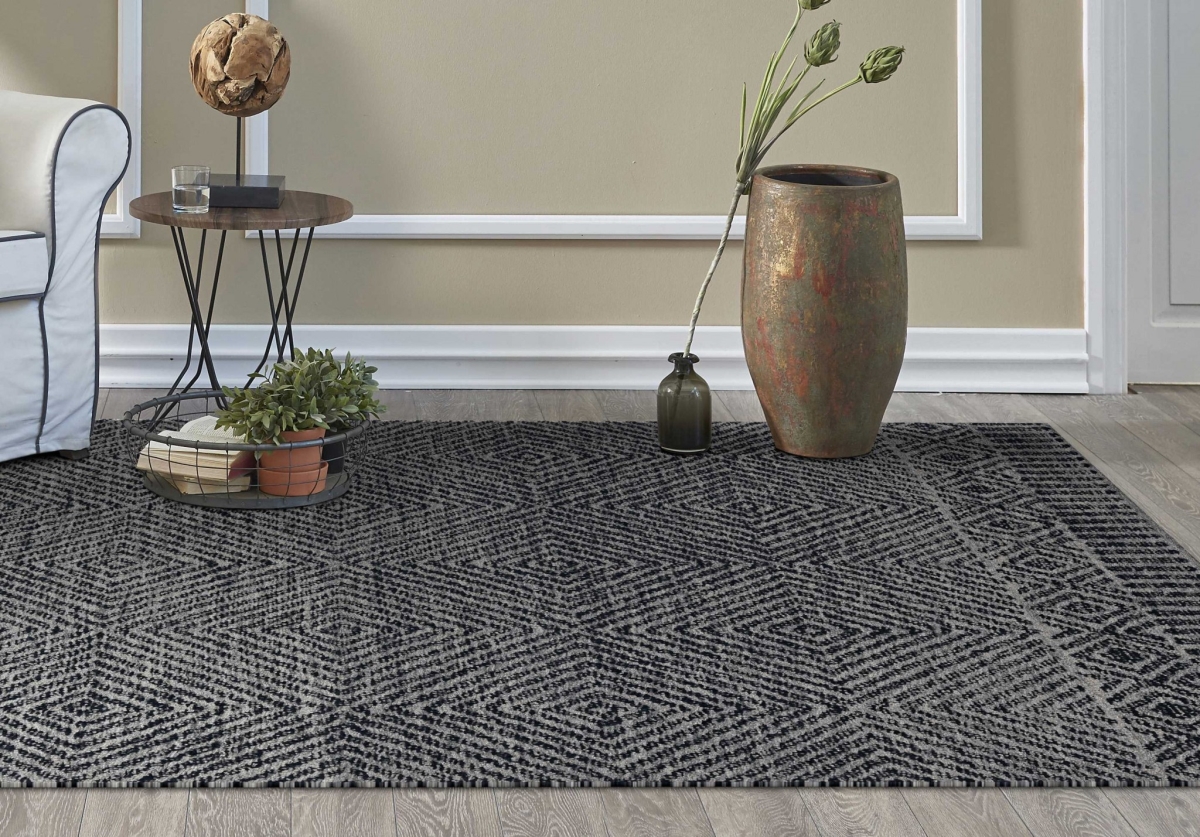 96 x 132 in. Grey or Black Wool Rug
